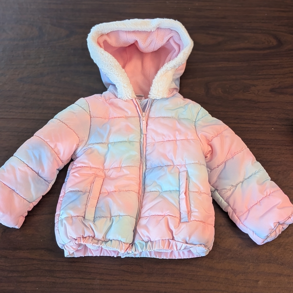 2T Warm Puffer Coat Fur Lined Jacket Toddler Tie Dye Fleece Lined Winter